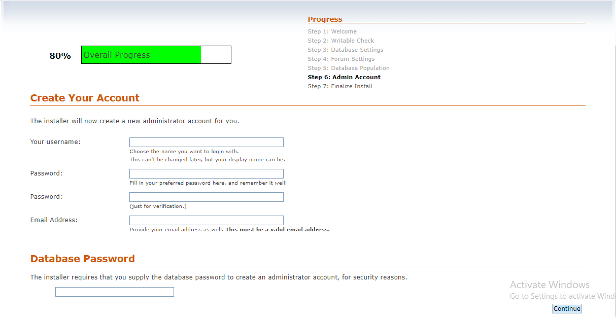 SMF manual Admin Account setting