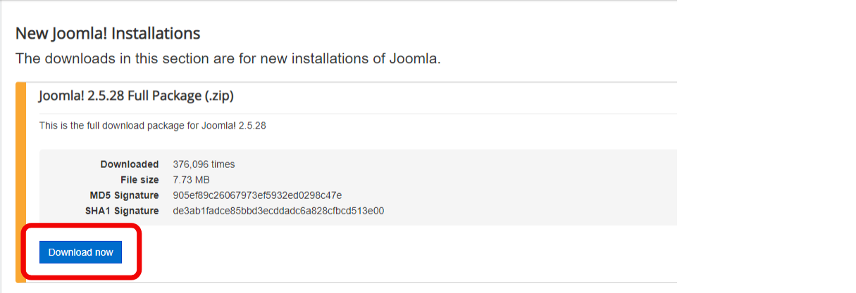 download zip package of joomla 2.5