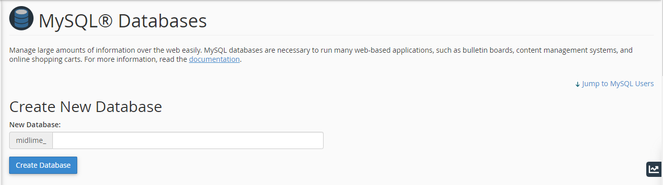 create new database for owncloud