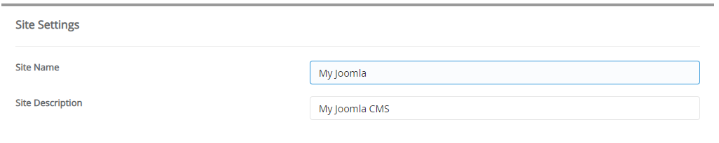 site settings of joomla in auto installer