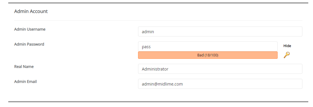 admin account setting of textpattern
