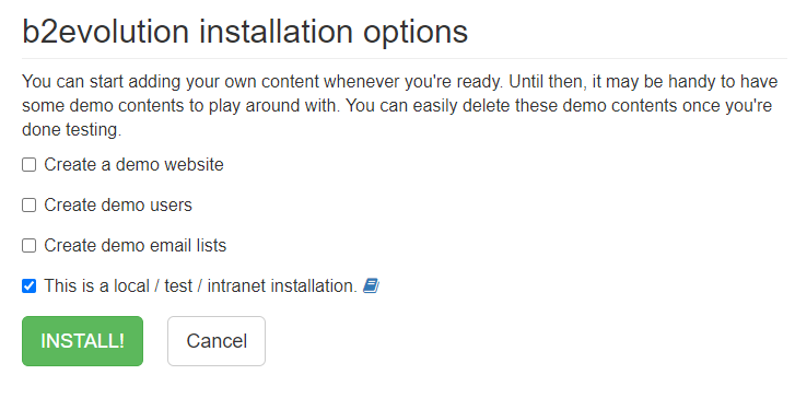 install b2evolution manually