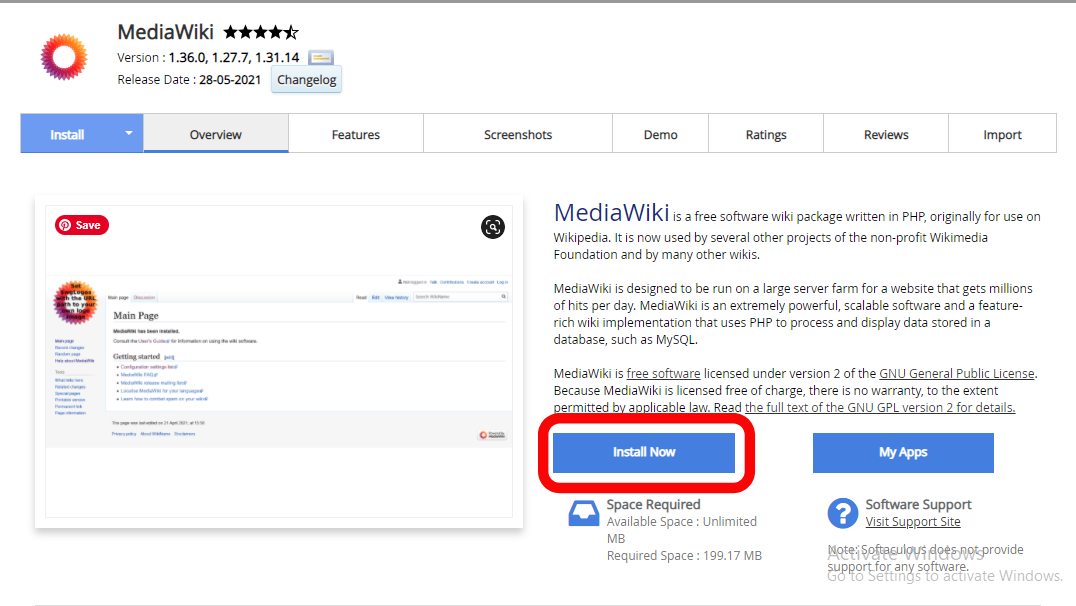 install mediawiki using softaculous (1)