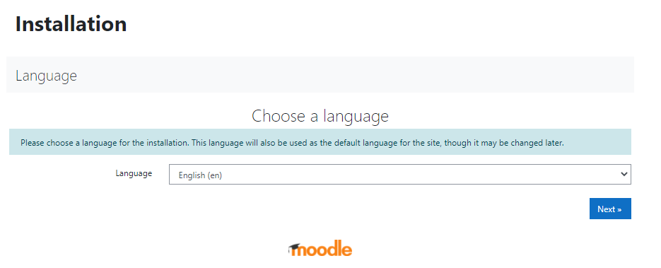 choose language for installtion of moodle